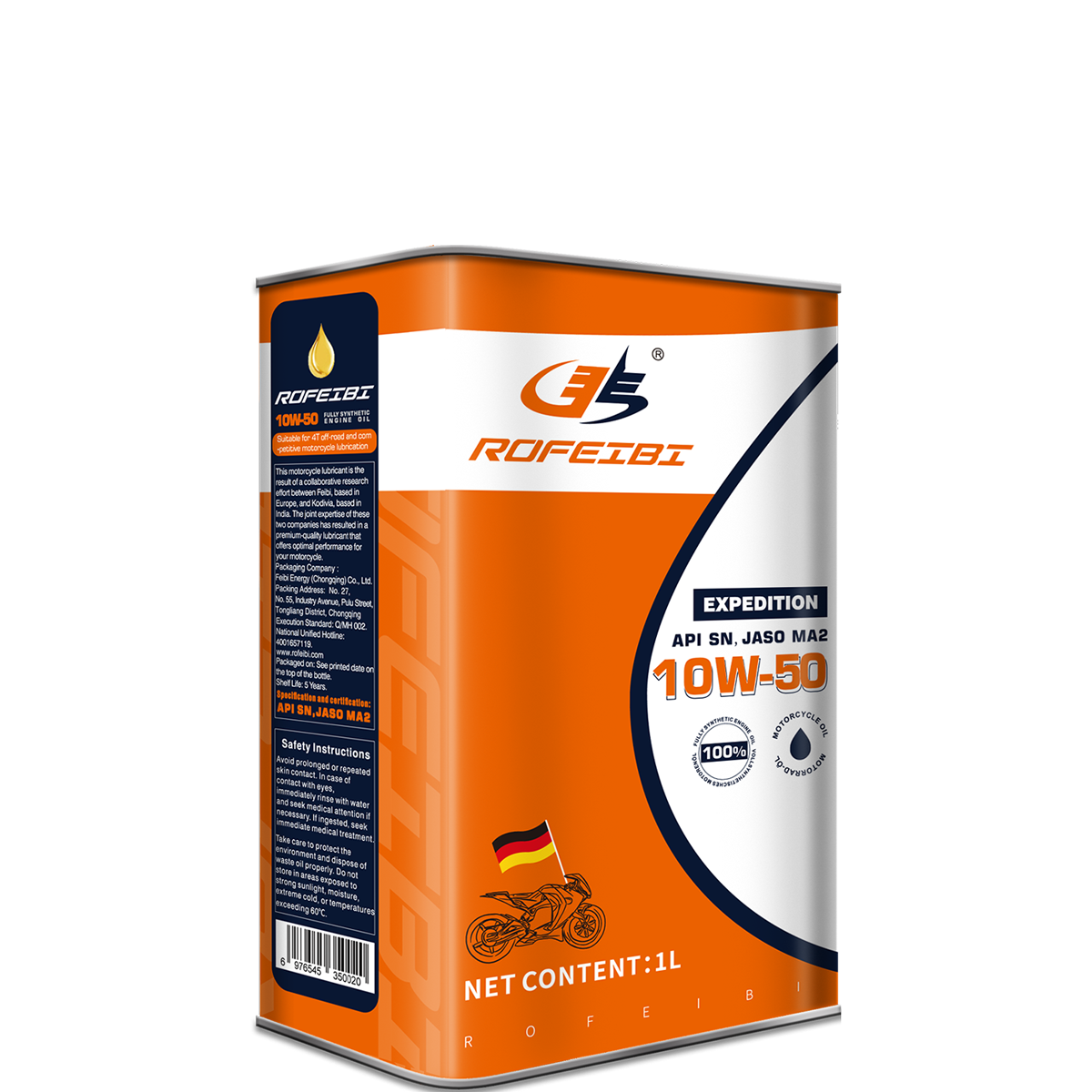 FEIBI EXPEDITION Fully Synthetic Motorcycle Oil SN MA2 10W-50-1L