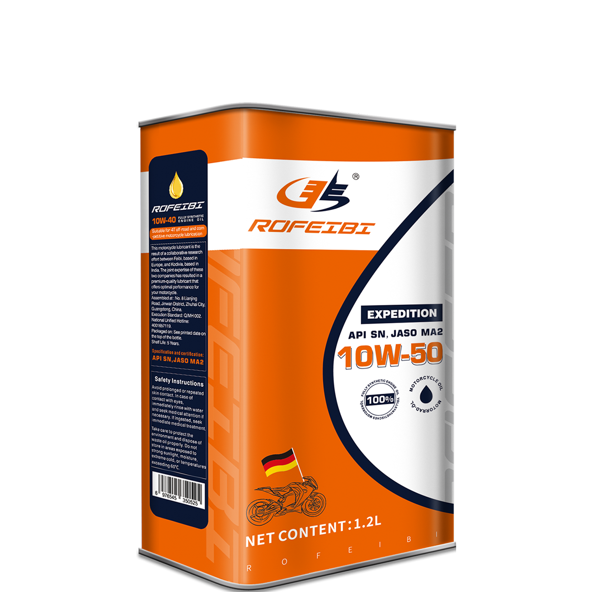 FEIBI EXPEDITION Fully Synthetic Motorcycle Oil SN MA2 10W-50 1.2L