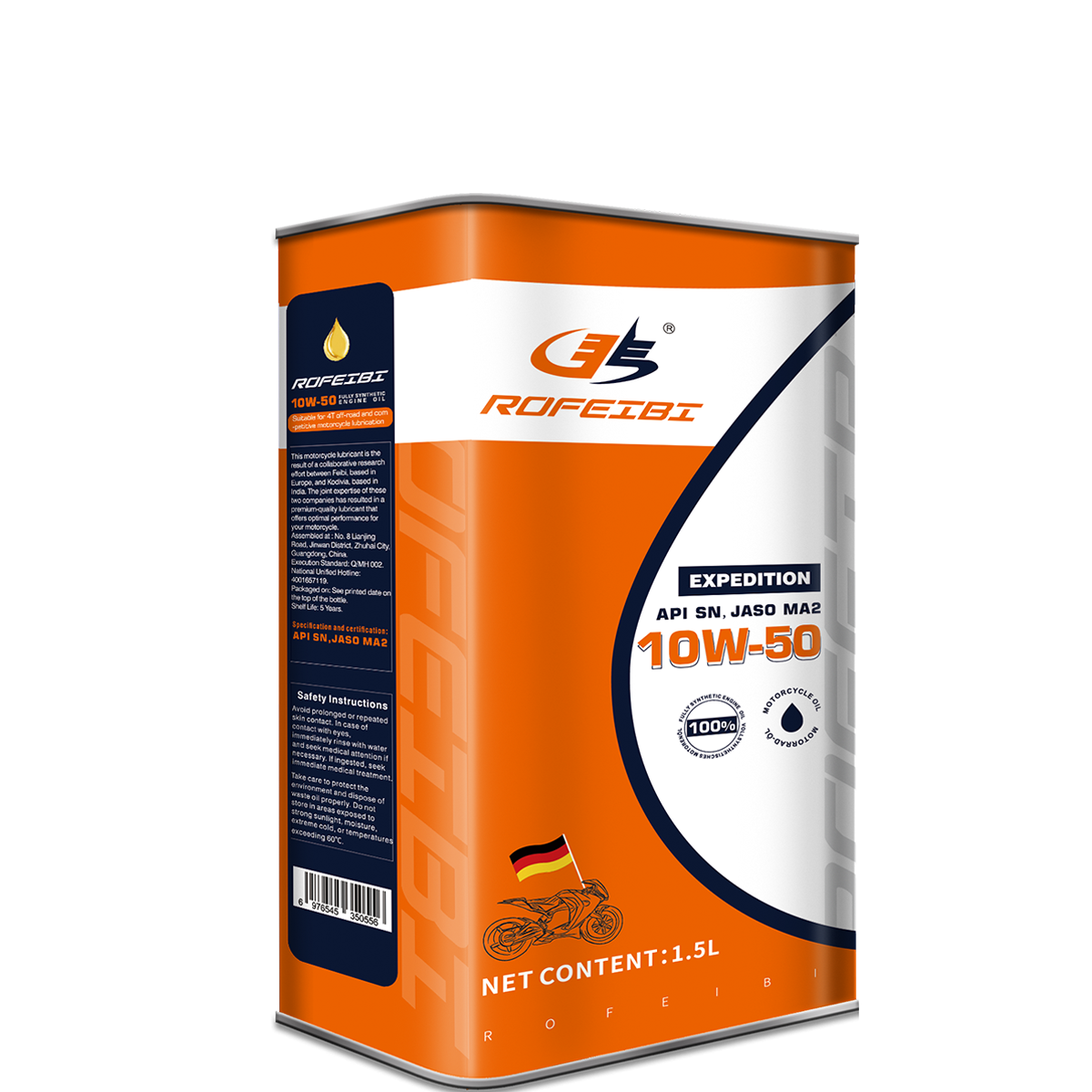 FEIBI EXPEDITION Fully Synthetic Motorcycle Oil SN MA2 10W-50 1.5L