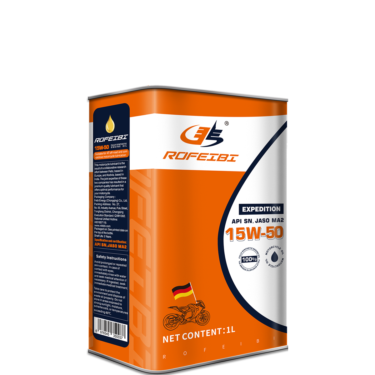 FEIBI EXPEDITION Fully Synthetic Motorcycle Oil SN MA2 15W-50