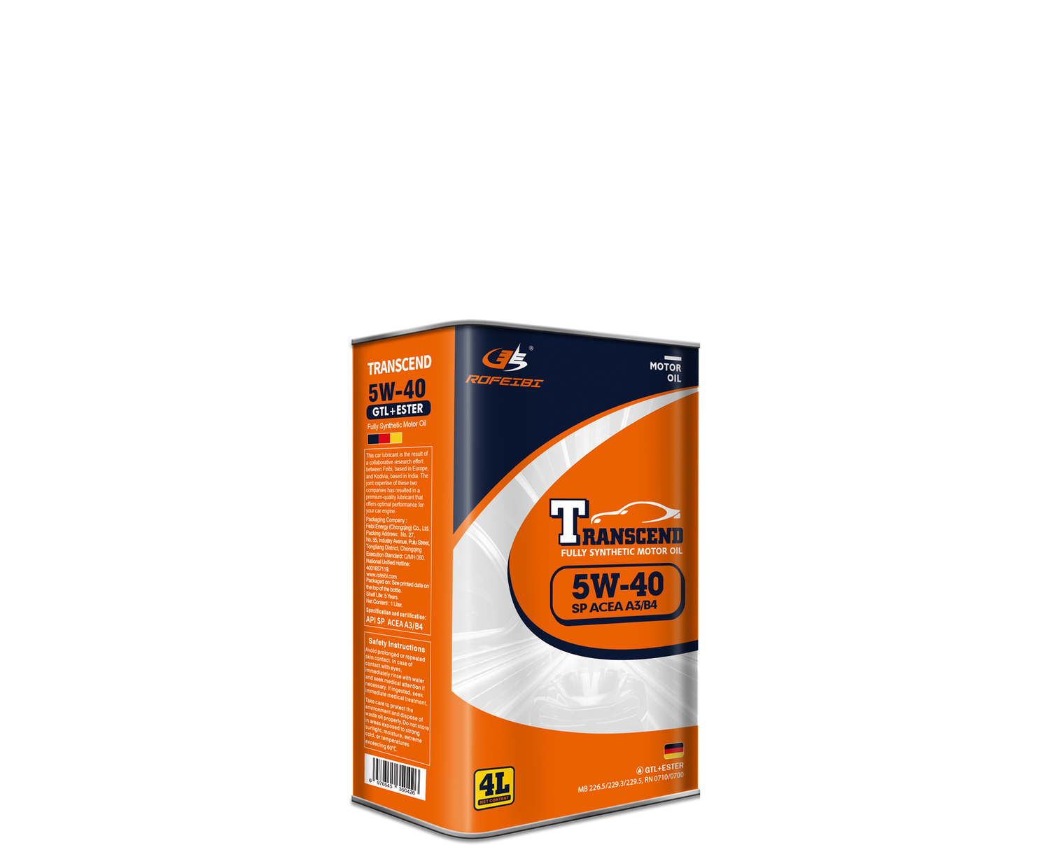 FEIBI Transcend Full Synthetic Motor Oil SP ACEA A3/B4 5W-40 4L