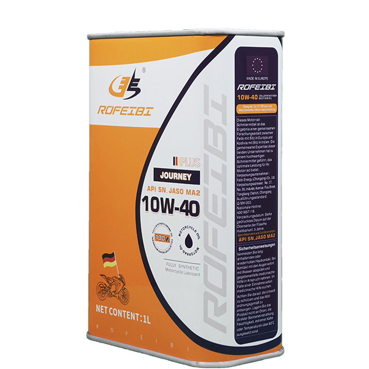 Feibi Journey PLUS Full Synthetic Motorcycle Engine Lubricant SN MA2 10W-40
