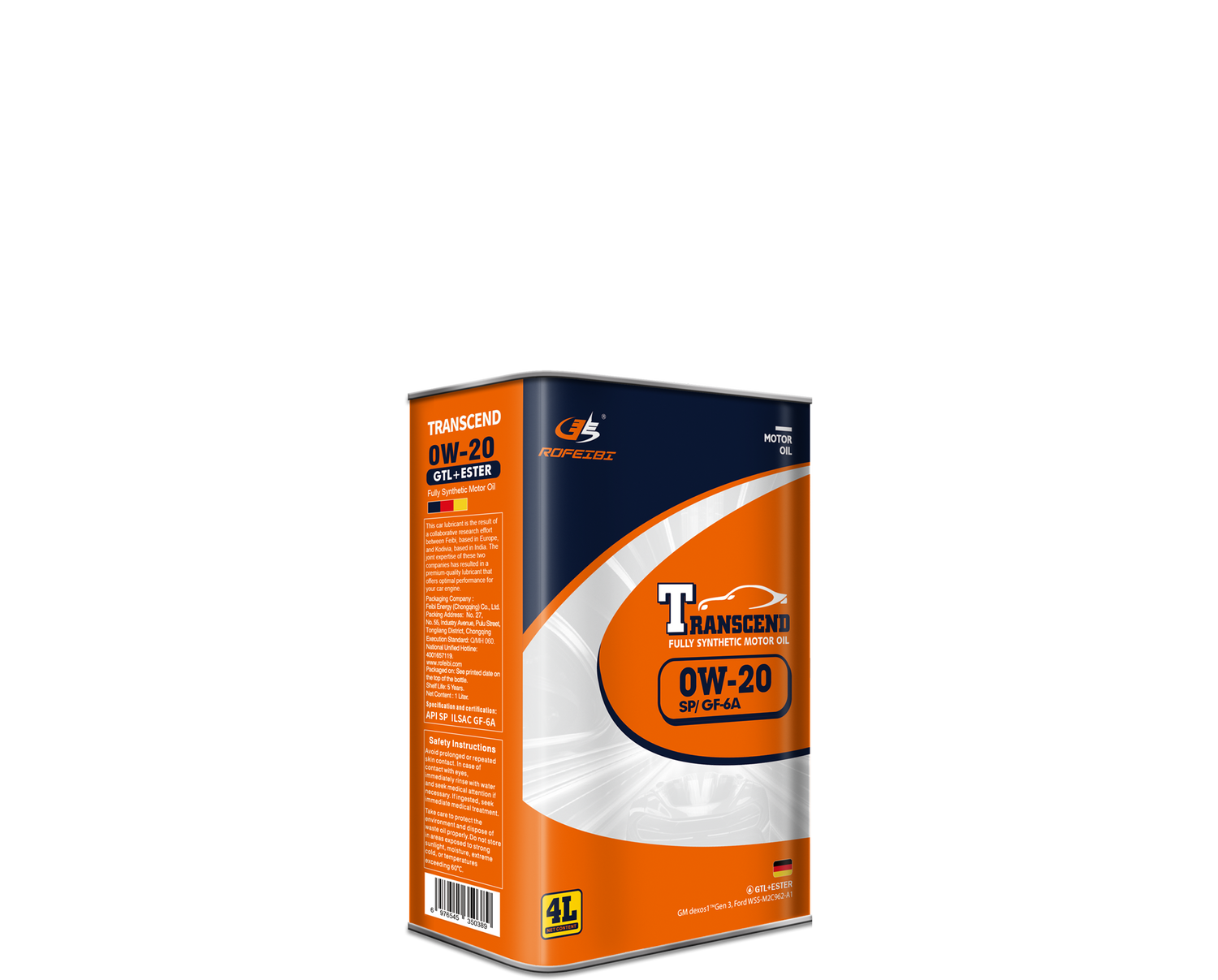 FEIBI Transcend Full Synthetic Motor Oil SP/GF-6A 0W-20 4L